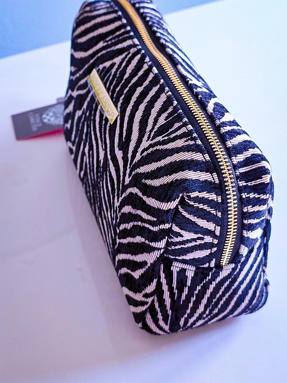 Vince Camuto Zebra Jacquard Cosmetic Pouch NWT